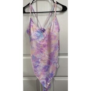 Ninety-Nine NWT Pinks & Purples womens One-Piece Swimsuit Cut Out‎ Back Sz.XL